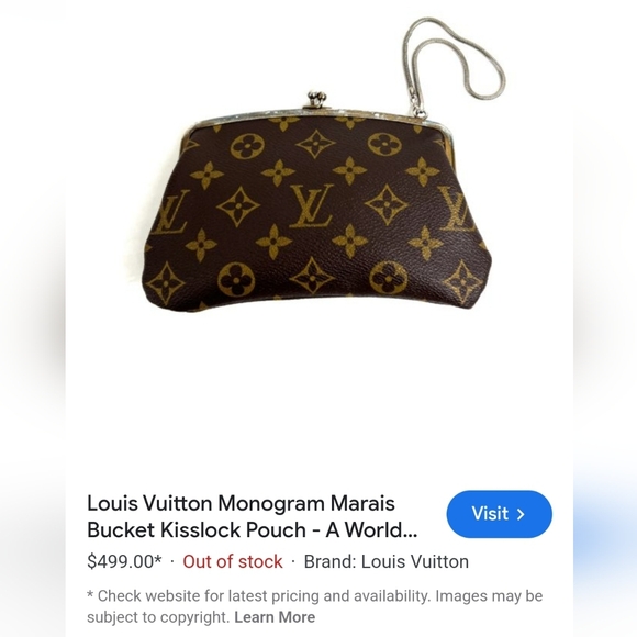 Louis Vuitton Monogram Marais Bucket Kisslock Pouch Clutch Wristlet Vintage - Picture 15 of 16